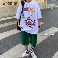 WOOG2005短袖T恤男夏季潮流男装宽松半袖上衣卡通印花体恤衫T