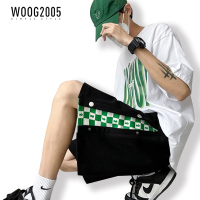 WOOG2005夏季新款拼色五分裤男宽松直筒百搭短裤男生帅气中裤潮流