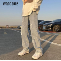 WOOG2005直筒牛仔裤男士春秋立体裤子宽松百搭潮流阔腿休闲长裤男