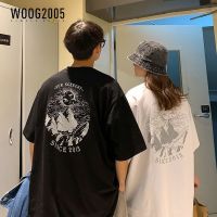 WOOG2005日系复古百搭后背印花夏天情侣装圆领套头短袖tee半袖t