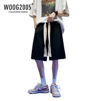 WOOG2005美式运动短裤男夏季潮牌编织粗绳裤子高街潮ins五六分裤