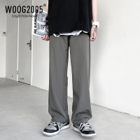 WOOG2005深灰色冰丝长裤男夏季薄款潮流休闲西裤原宿风直通拖地裤