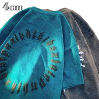 WOOG2005欧美高街水洗做旧t恤oversize潮牌美式复古重磅短袖男夏