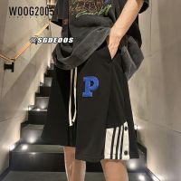 WOOG2005夏季运动休闲排扣字母刺绣宽松百搭学生情侣短裤五分裤潮