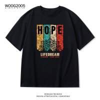 WOOG2005美式复古重磅纯棉潮流t恤男正肩半袖夏季短袖打底衫男装