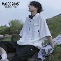 WOOG2005常春藤polo衫男美式校园风短袖小众日系翻领t恤复古体恤
