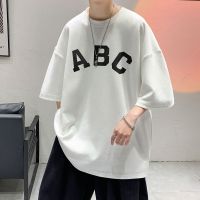 WOOG2005港风ins情侣装夏装男生潮流字母印花圆领短袖宽松T恤上衣