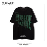 WOOG2005短袖T恤男夏季潮流简约复古纯棉休闲宽松男女装情侣半袖