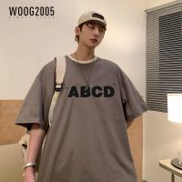 WOOG2005短袖港风日系insT恤美式5分纯棉宽松古着潮流潮男半截袖