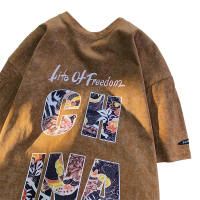 WOOG2005美式复古t恤oversize潮牌水洗做旧vintage短袖男夏季体恤