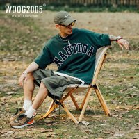 WOOG2005墨绿色t恤男夏季复古日系cityboy短袖美式半袖七分袖体恤