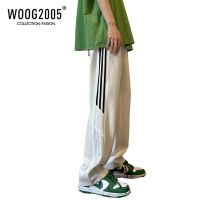 WOOG2005冰丝裤子男夏季设计感小众运动裤高街ins潮牌阔腿休闲裤