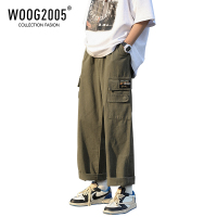 WOOG2005日系复古cityboy工装裤高街男军绿色裤子潮牌宽松直筒裤