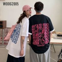 WOOG2005夏季新款港风男中性女趣味字母短袖T恤宽松休闲半袖情侣