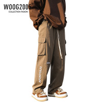 WOOG2005美式阿美咔叽工装裤男日系复古咖色裤子高街潮ins直筒裤