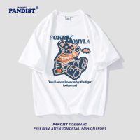 PANDIS潮牌小熊印花纯棉短袖T恤男生ins潮流原宿bf风宽松情侣半袖