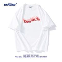 PANDI韩版ins潮纯棉短袖T恤2022夏季简约字母学生情侣装宽松上衣