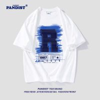 PANDIST夏季男生设计感小众纯棉半袖t恤潮牌男装衣服宽松百搭短袖