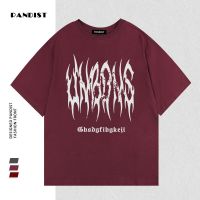 PANDIST夏季新款纯棉T恤男女潮流荆棘英文字母印花嘻哈宽松短袖