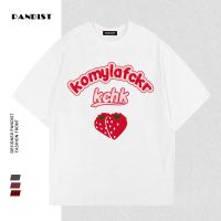 PANDIST夏季新款纯棉简约草莓印花男女t恤高级感圆领减龄短袖