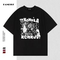 PANDIST夏季新款纯棉短袖街头嘻哈宽松男女圆领hiphop慵懒风T恤