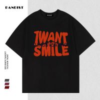 PANDIST夏季新款纯棉短袖男女情侣款字母印花美式街头百搭圆领