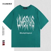 PANDIST夏季新款纯棉T恤男女荆棘英文字母印花嘻哈宽松短袖上衣