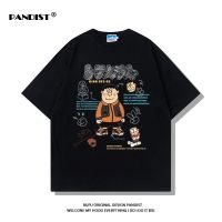 PANDIST日系小众胖虎大熊印花短袖上衣男2022夏季盐系百搭潮流T恤