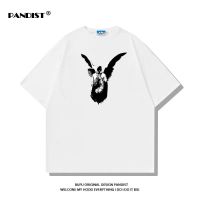 PANDIST美式复古天使印花短袖T恤男百搭小众夏季纯棉半截袖上衣男