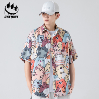 Claw Money衬衫男短袖夏季潮流休闲衬衣宽松上衣服半袖外套男夏装