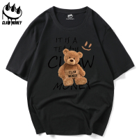CLAW MONEY夏季T恤男国潮小熊字母印花潮流短袖大码宽松潮款nis风