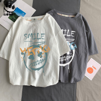 Claw money韩版潮流棉麻短袖T恤男夏季帅气亚麻半袖学生宽松体恤