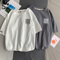 Claw money帅气棉麻短袖T恤男夏季韩版潮流帅气亚麻宽松运动中袖