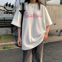 CLAWMONEY短袖t恤男2022夏季新款纯棉情侣t恤潮牌黑白爱心体恤衫