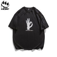 CLAW MONEY 欧美街头风t恤设计感小众高级感男装夏季小领口短袖男
