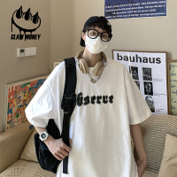 CLAWMONEY短袖t恤男纯棉印花美式高街潮牌宽松黑色夏季女生半袖