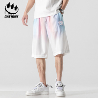 Claw money渐变色短裤男夏季薄款潮牌宽松外穿运动休闲五分裤大码
