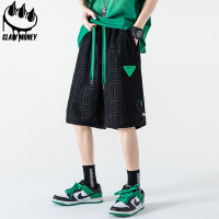 Claw money五分裤男2022夏季新款三角贴标宽松直筒裤潮流青少年