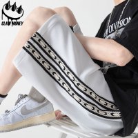 Claw money短裤男夏季潮牌休闲宽松五分裤侧边编织百搭青少年运动