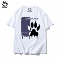 Claw money纯棉男士短袖T恤潮流潮牌印花宽松弹力半袖情侣打底衫