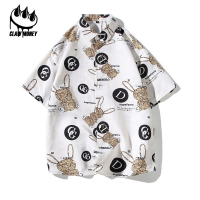 Claw money夏季短袖衬衫男士大码宽松夏威夷帅气翻领小众衬衣外穿