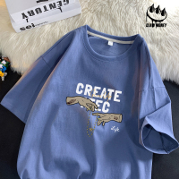 Claw money夏季纯棉短袖T恤男潮牌休闲百搭五分袖初中生百搭半袖