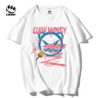 Claw money纯棉短袖T恤男夏季落肩圆领印花上衣宽松潮流帅气半袖T