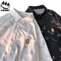 Claw money五分袖衬衫男夏季宽松大码短袖衬衣潮流港风中袖外套潮