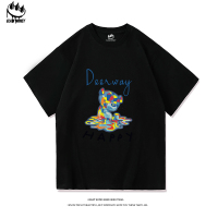 Claw money短袖T恤男潮流印花打底体恤衫圆领打底五分袖纯棉上衣