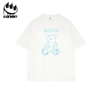 Claw money纯棉T恤男士夏季小熊欧美宽松嘻哈ins短袖潮牌大码体恤