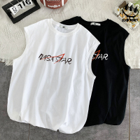 Claw money纯棉宽肩背心男夏季2022新款宽松休闲无袖T恤帅气坎肩