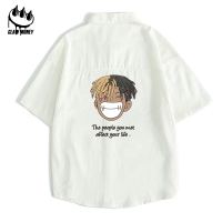 Claw money宽松大码短袖衬衫男夏季休闲半截袖衬衣初中生中袖寸衫