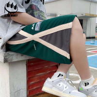 CLAW MONEY条纹运动短裤男夏季港风潮牌设计感宽松潮流百搭五分裤