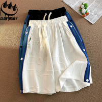 Claw money排扣短裤男夏季潮流外穿休闲五分沙滩裤宽松运动篮球裤